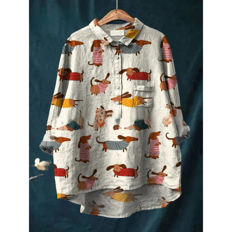 Retro Digital-print Animal Shirt