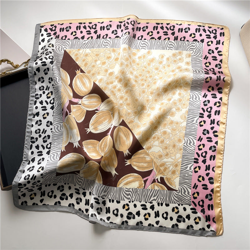 Leopard Print Pomegranate Square Scarf