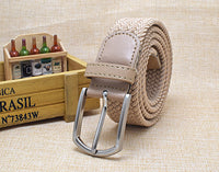 Leather Canvas Woven Belt
