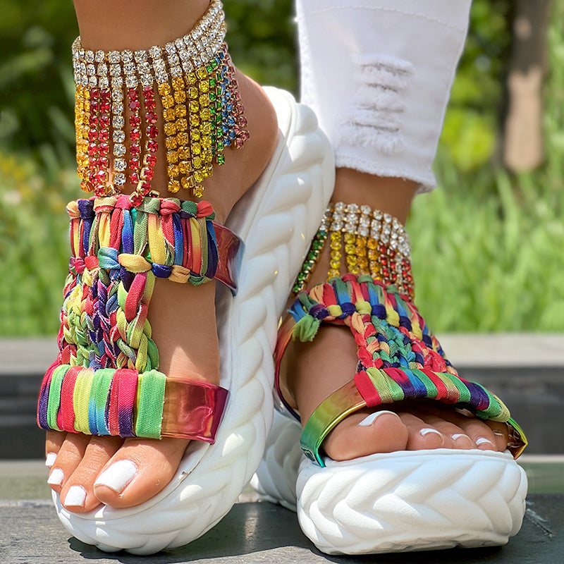 Braided Knit Hollow Open Toe Sandals