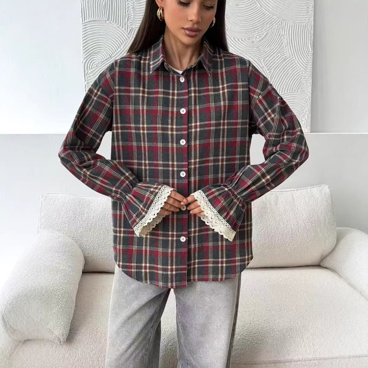 Retro Loose-Fit Plaid Shirt