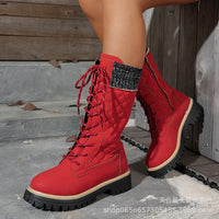 Front-lace-up Thick-heeled Martin Boots