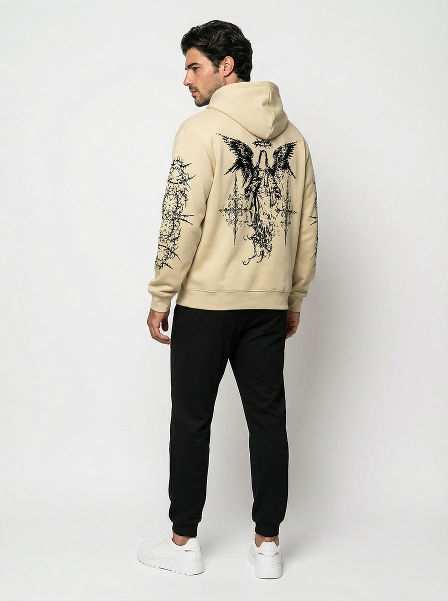 Mens 3D Digital Print Hoodie With Angel Wings Pattern