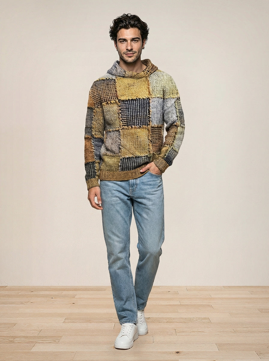 Plaid-Print Hoodie Top