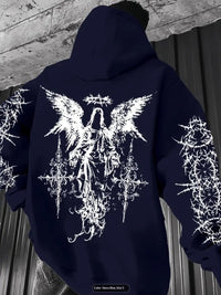 Mens 3D Digital Print Hoodie With Angel Wings Pattern