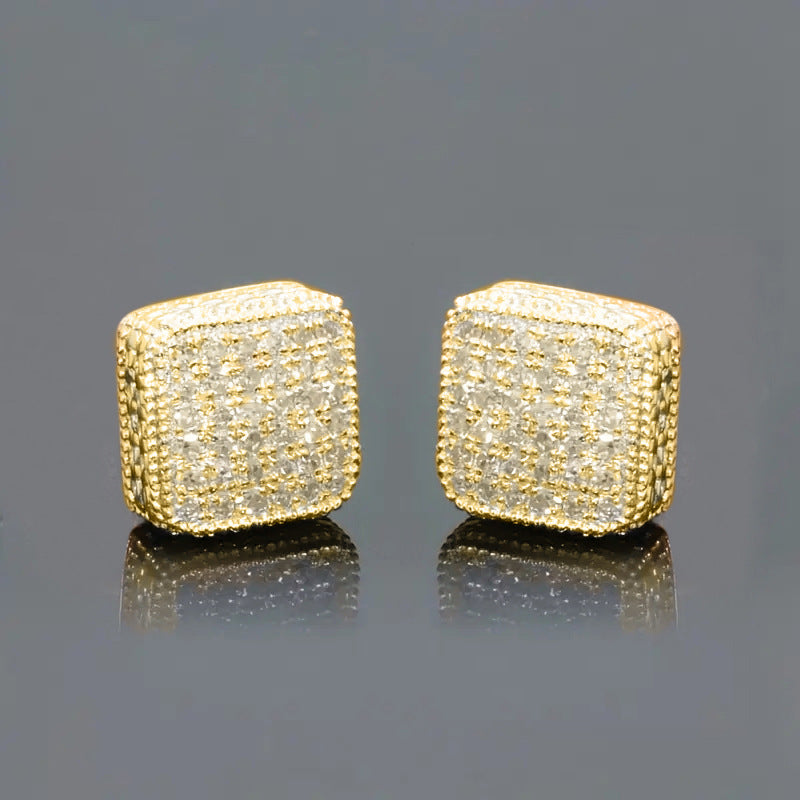 Simple Full-jeweled Stud Earrings
