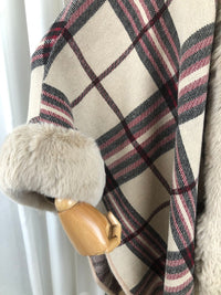 Fringe Cardigan Plaid Shawl Sweater