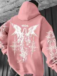 Mens 3D Digital Print Hoodie With Angel Wings Pattern