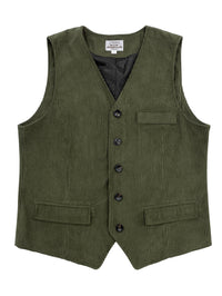Corduroy Vest With Patchwork Pockets And Outer Jacket