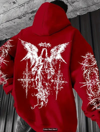 Mens 3D Digital Print Hoodie With Angel Wings Pattern