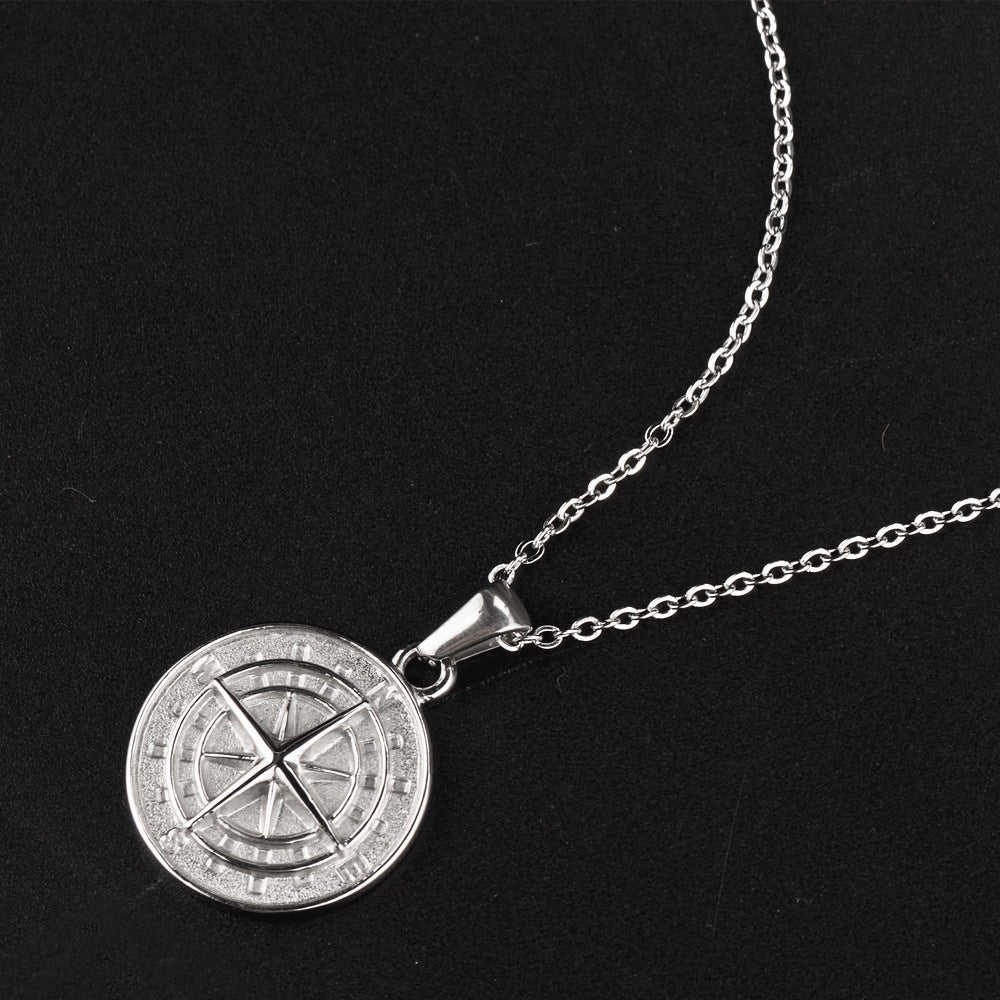 Ins Style Titanium Steel Compass Pendant Necklace