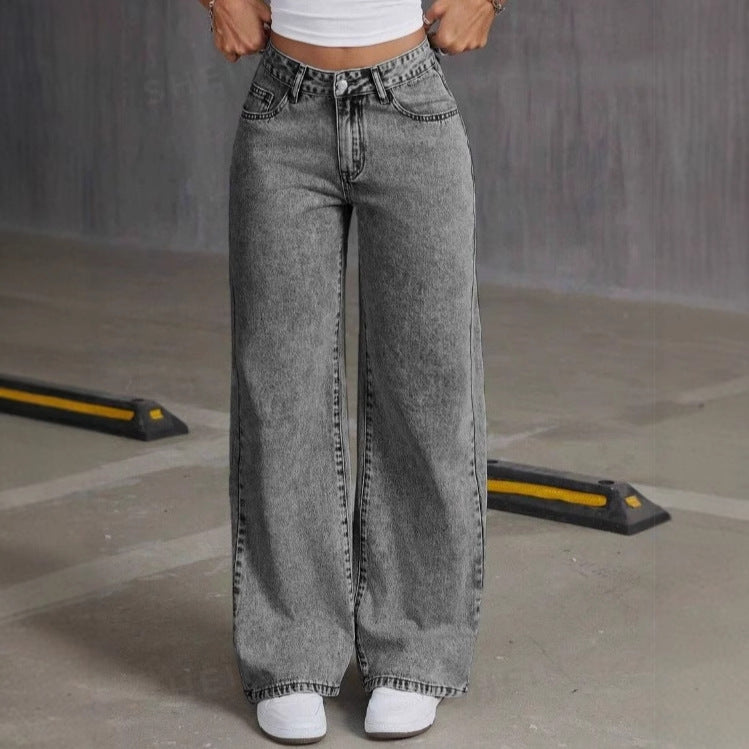 Vintage Bow Embroidered Washed Jeans