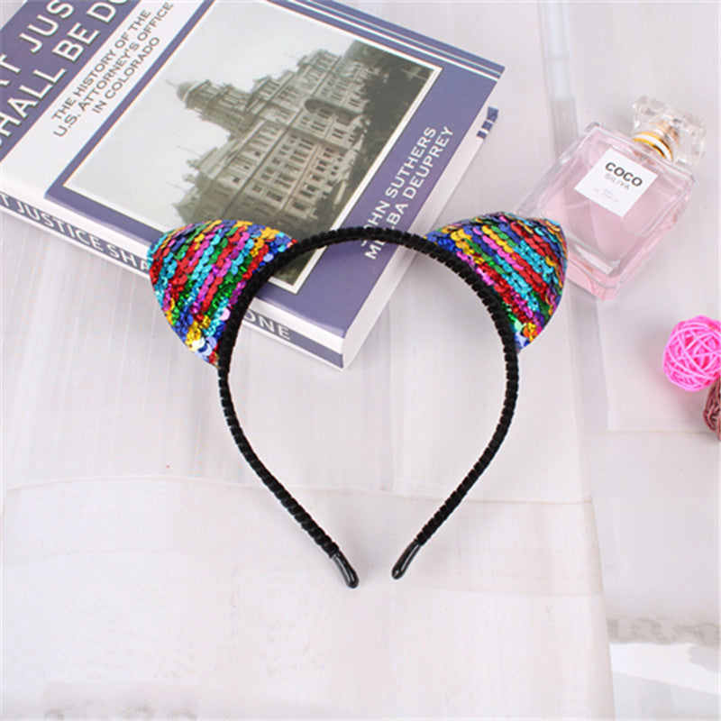 Sequined Cat Ear Headband