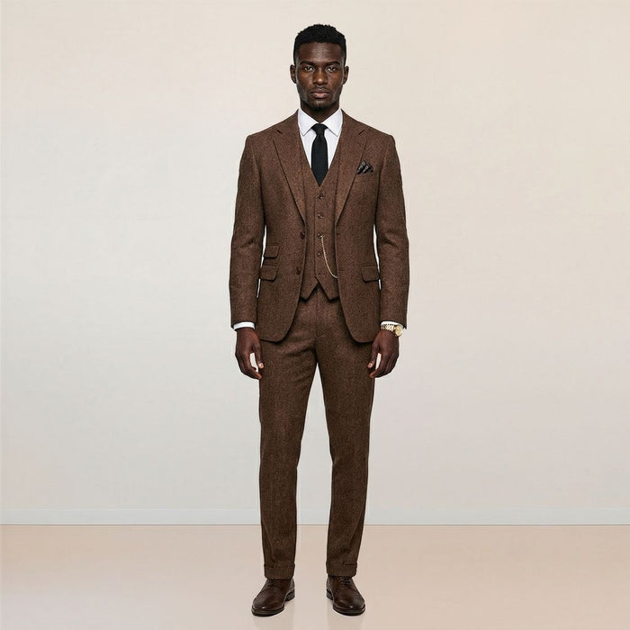 Herringbone Men's Suit Slim Fit