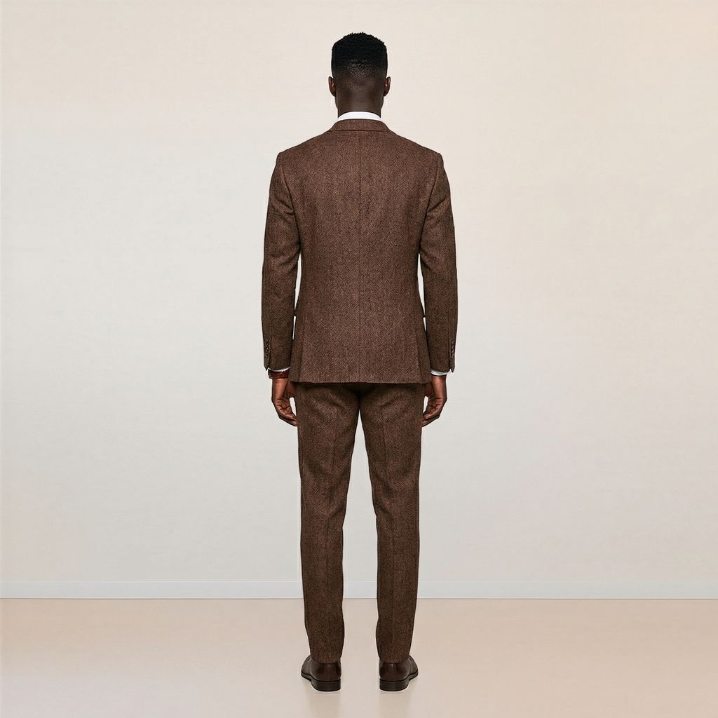 Herringbone Men's Suit Slim Fit