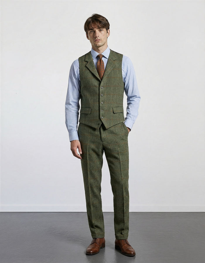 Suits plaid tweed gilet