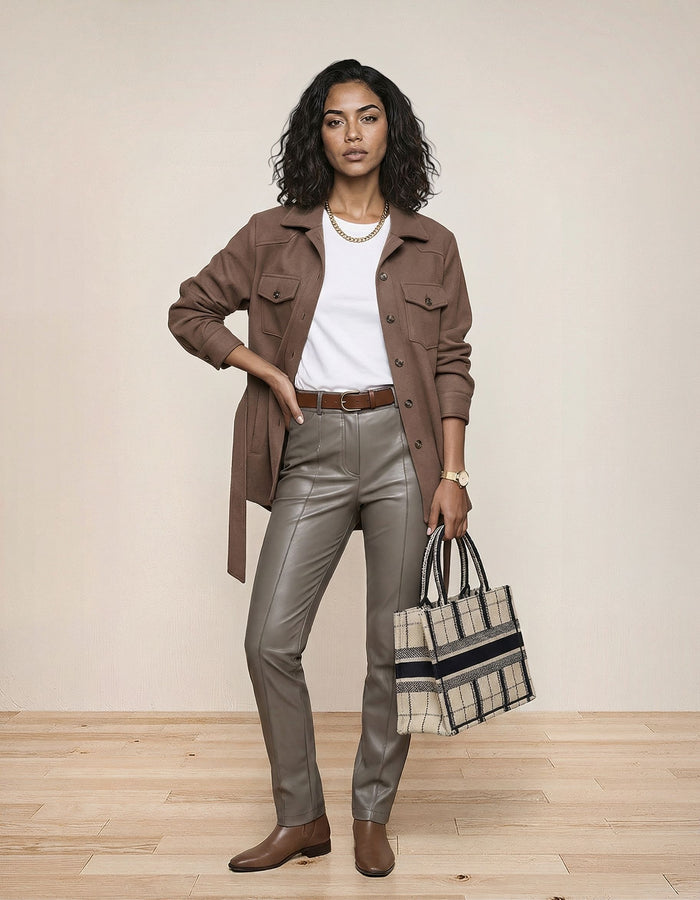 Solid-color Lapel Wool Coat