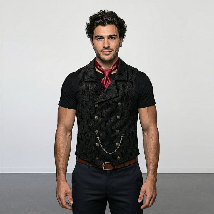 Double-Breasted Chain-Attached Suit Vest