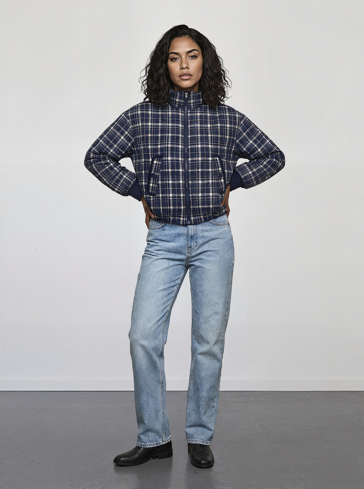 Quilted Plaid Puffer Jacket