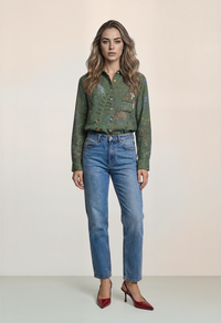 Floral-Print Long-Sleeve Pullover Shirt