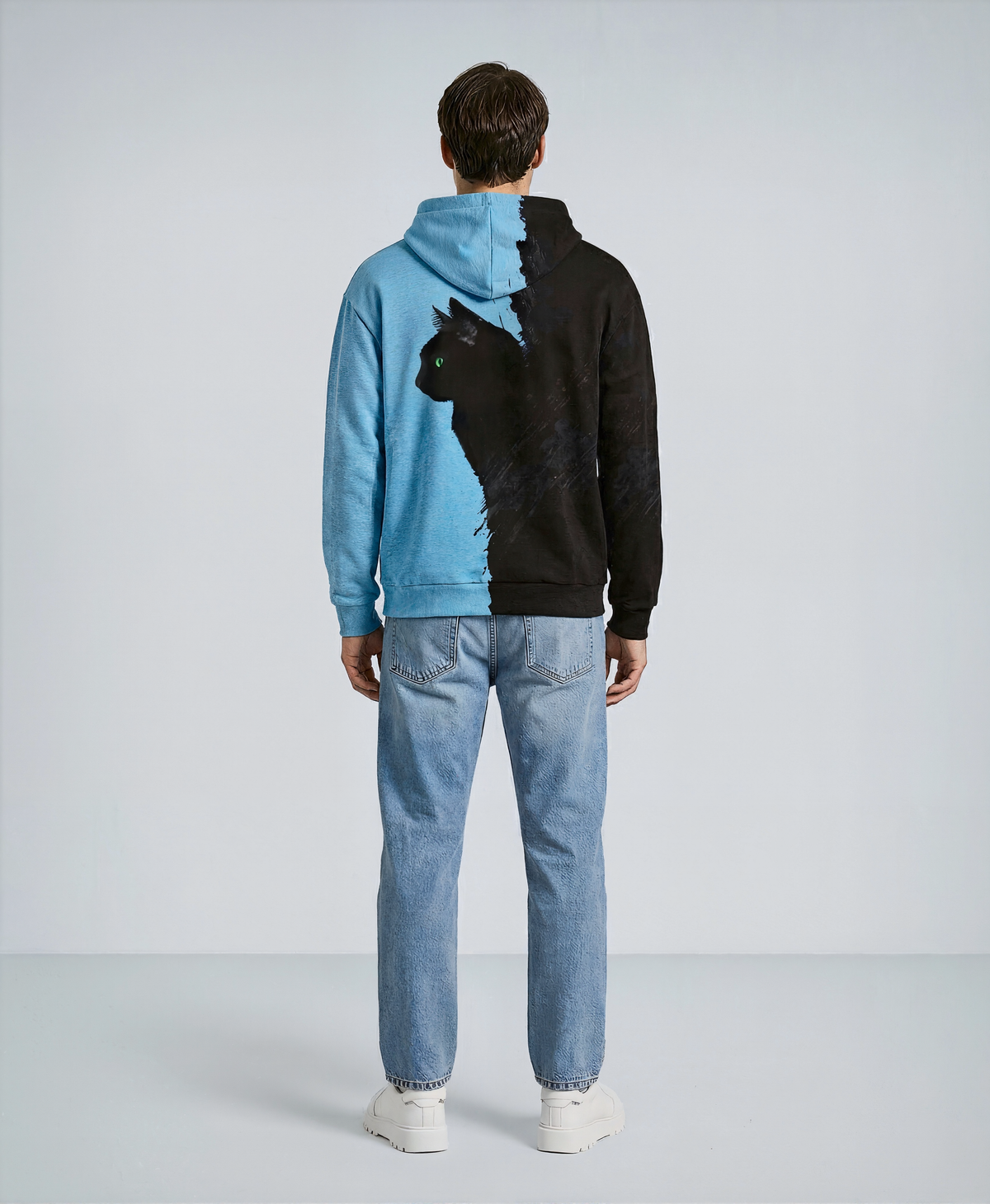 Black Cat Digital Print Top Hoodie