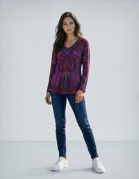 Long Sleeve V-neck Loose T-shirt