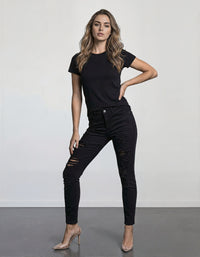 Trendy Ripped Black Jeans