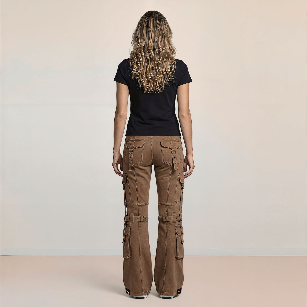 Retro Hot Girl Brown Cargo Jeans