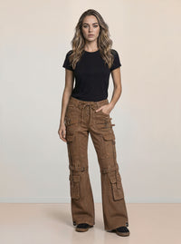 Retro Hot Girl Brown Cargo Jeans