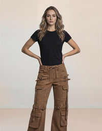 Retro Hot Girl Brown Cargo Jeans