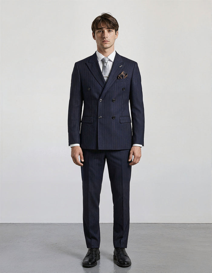 Double Breasted Stripes Suit Men's Suits